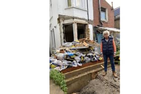 A devastated Tatiana Dent pictured at the wreckage her home she hasnt been able to occupy for 19 weeks