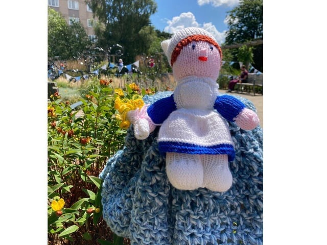 The members of Hookers and Clickers have been working hard to create these amazing pieces of knitted artwork.