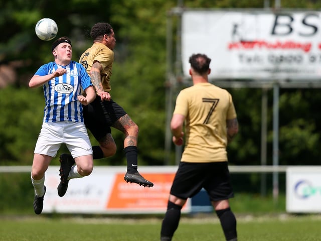 Action from the Challenge Cup final between Wicor Mill (gold shirts) and Coach & Horses Albion. Picture: Chris Moorhouse (jpns 210523-14)