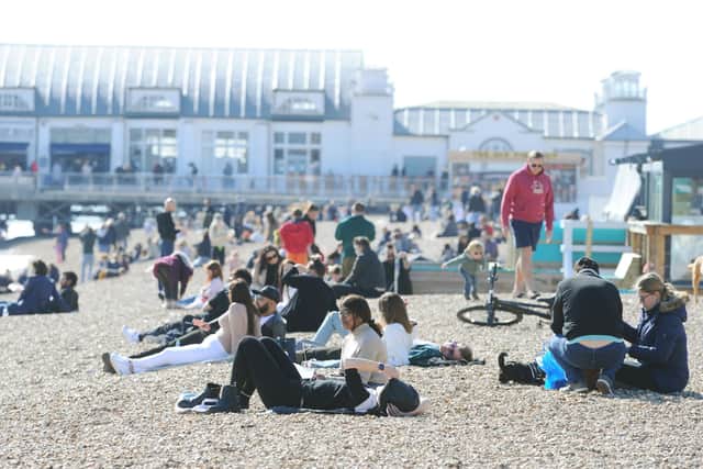 Many people gathered down in Southsea enjoying the lovely weather on Good Friday, April 2. 

Picture: Sarah Standing (020421-3271)