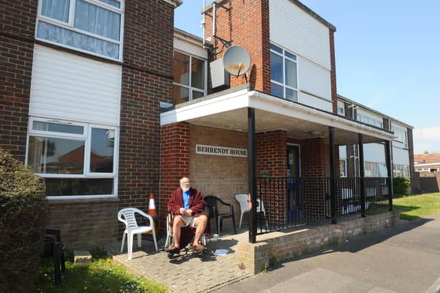 John Pitcher (80) from Gosport, outside Behrendt House, Gosport.
Picture: Sarah Standing (200421-6915)