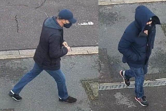 Police would like to speak with these two men following a burglary at an address on Hartley Road, Portsmouth on March 3, 2022