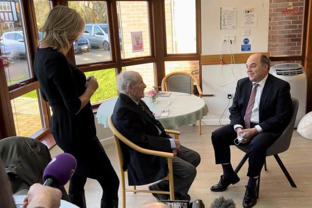 Defence secretary Ben Wallace meeting Geoff at his care home in Gosport.
