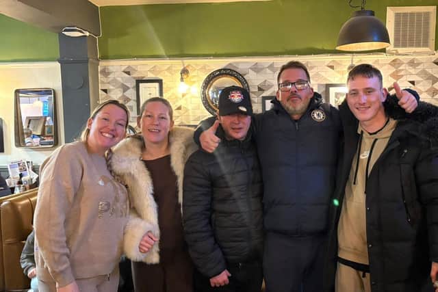 Left to right — Zoe, Ang, Luke, Dean and Charlie, who is cycling from Portsmouth to Dartford to raise money for Cancer Research UK.