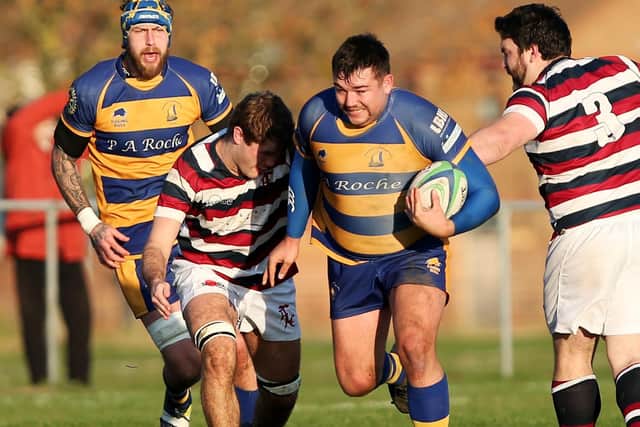 Sean Shepherd, pictured playing for Gosport & Fareham, right, scored two tries for Havant at Brighton. Picture: Chris Moorhouse