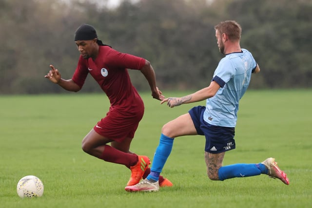 Portchester Rovers (blue) v Burrfields. Picture by Kevin Shipp