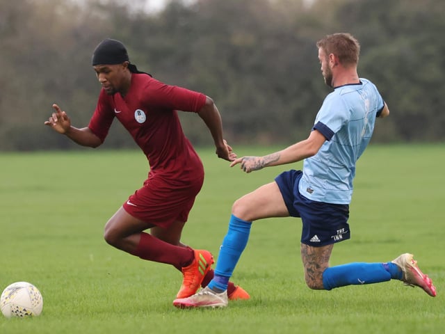 Portchester Rovers (blue) v Burrfields. Picture by Kevin Shipp