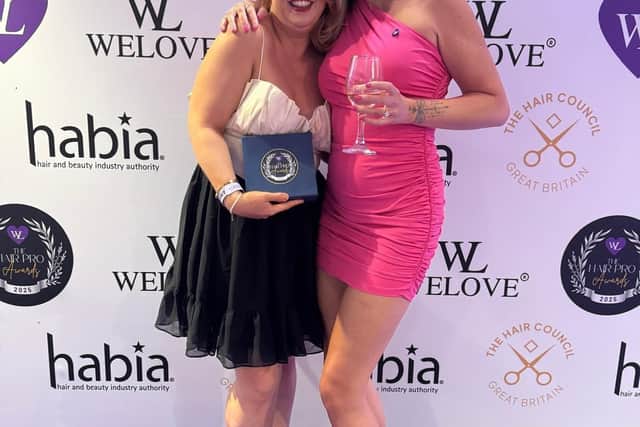 Emily Bosley with one of the Hair Pro Awards Judges, and hair professional, Cally Borg