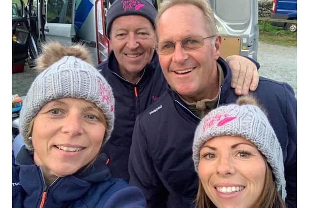 Supporters of Emsworth charity Verity's Gift completed the Three Peaks Challenge by running up each mountain and cycling between them. Pictured: The support crew of Sarah Slater, Hugh Doyle, Eddie Seabourne and Lisa Saunders