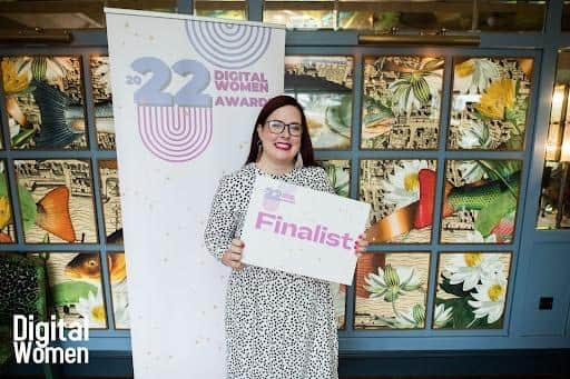 Heather Hulbert, winner of Website Designer of the year, at the Digital women awards 2022.