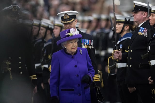 Queen Elizabeth II attends the Commissioning Ceremony of HMS Queen Elizabeth on December 7, 2017 in Portsmouth Picture: Matt Cardy/Getty Images)