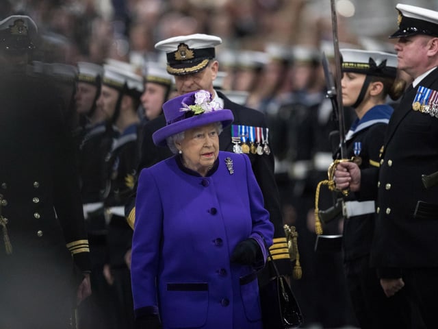 Queen Elizabeth II attends the Commissioning Ceremony of HMS Queen Elizabeth on December 7, 2017 in Portsmouth Picture: Matt Cardy/Getty Images)