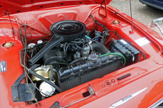 The engine of the 55-year-old Ford