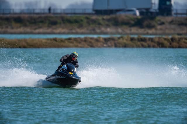Jet skiers were photographed while a Copnor resident was taking his dog for a walk. Picture: Alan Strong.