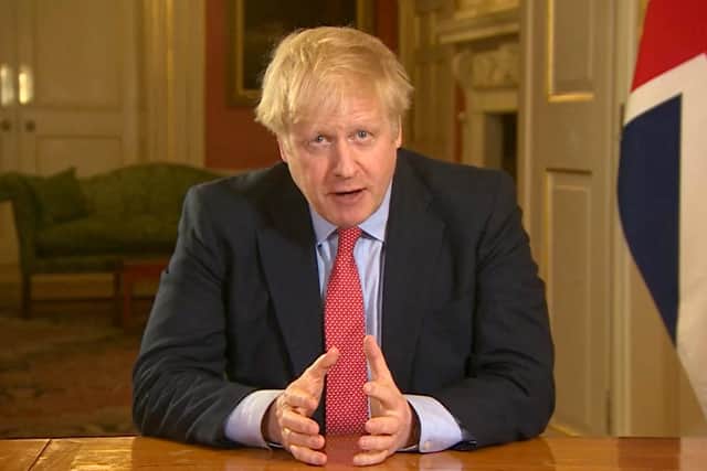 Screen grab of prime minister Boris Johnson addressing the nation from 10 Downing Street, London, on March 23, as he placed the UK on lockdown to stop the spread of Covid-19. Picture: PA Video/PA Wire