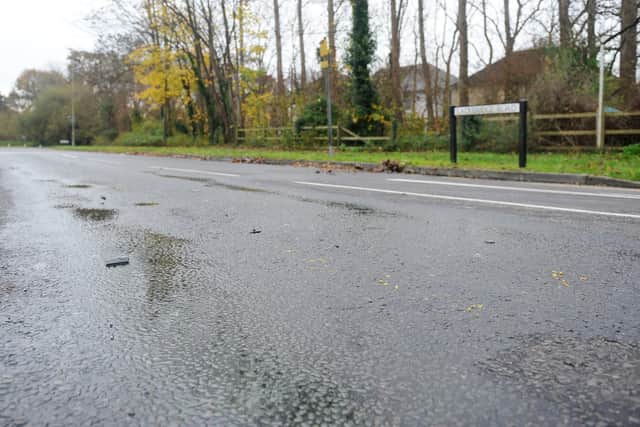An oil spillage in Ladybridge Road, Purbrook, on Friday, November 20. Picture: Sarah Standing (201120-8829)