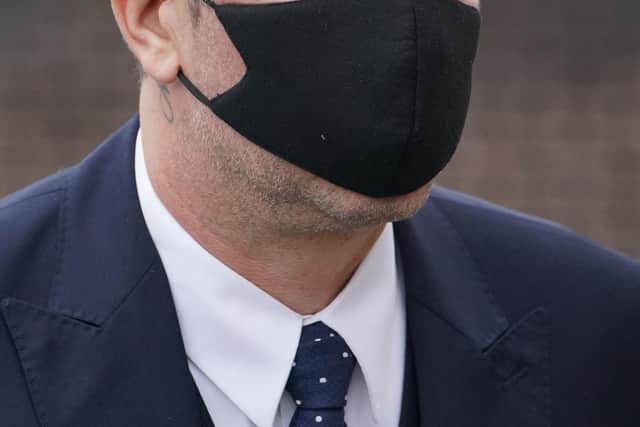 Alan Carr's husband Paul Drayton arrives at Brighton and Hove Magistrates Court for sentencing. He has pleaded guilty to driving a motor vehicle when alcohol level above limit after drunkenly reversing into a police car. Picture: Jonathan Brady/PA Wire