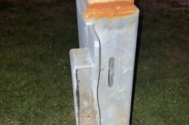 The damaged barrier after travellers turned up in Port Solent on Monday night