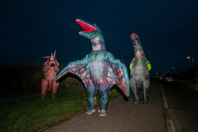 The 8ft inflatable dinosaurs were a regular sight on January Gosport evenings, no matter the weather.