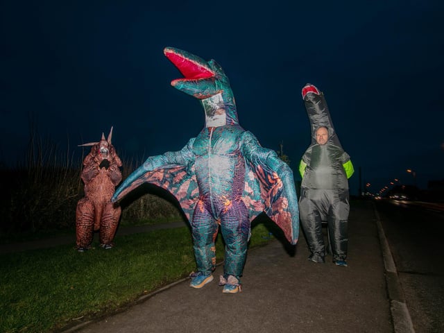 The 8ft inflatable dinosaurs were a regular sight on January Gosport evenings, no matter the weather.