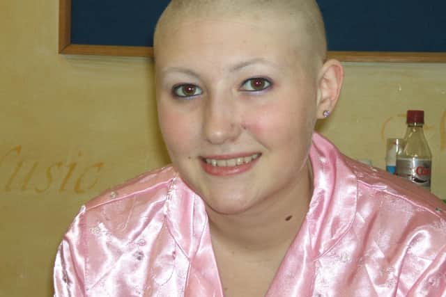 Catherine aged 14 as she received treatment for acute myeloid leukaemia.