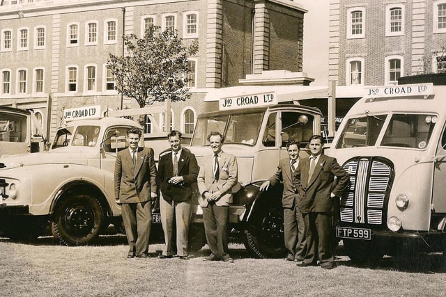 Drivers at Eastney Barracks. The late Mr Frederick Scott centre.