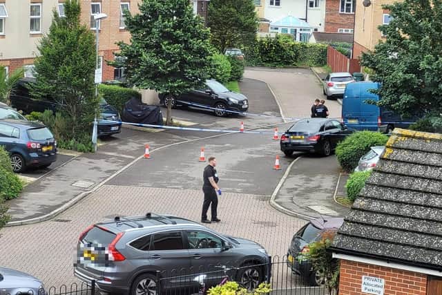 Emergency services in East Shore Way, Portsmouth. Picture: Priya Franklin