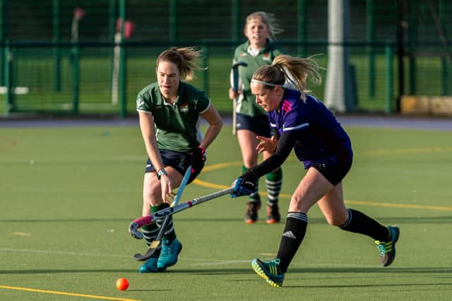 Zoe Wimshurst, right, netted twice for Portsmouth in their win against Banbury. Picture: Vernon Nash