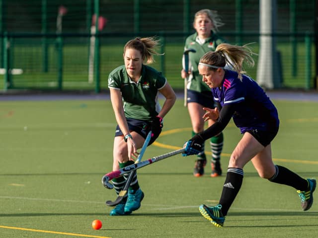 Zoe Wimshurst, right, netted twice for Portsmouth in their win against Banbury. Picture: Vernon Nash