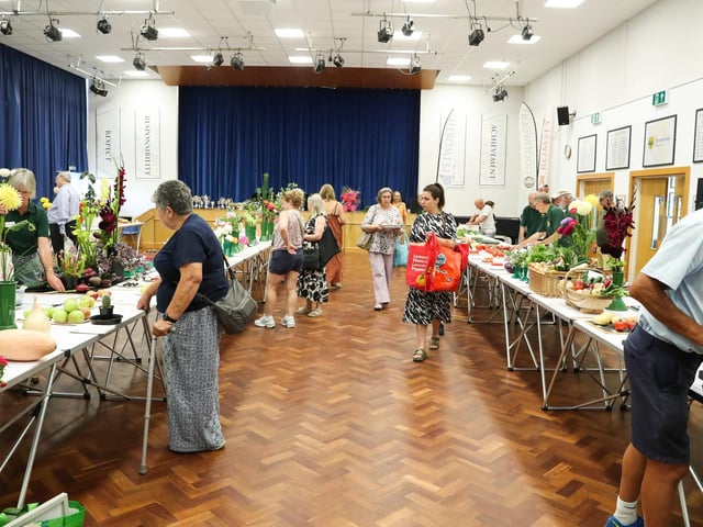 People peruse the impressive displays at the Purbrook Horticultural Society Summer Show at Crookhorn College.