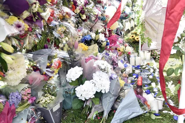 Floral tributes at Cosham Park in Cosham, Portsmouth, for Jake Norman.
Picture: Sarah Standing