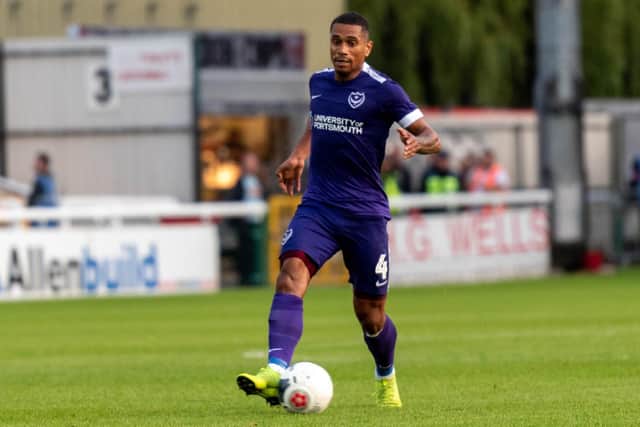 Richard Brindley trained with Pompey for several weeks in the summer of 2019, making two friendly appearances, including this one against Woking. Picture: Andrew Hurdle