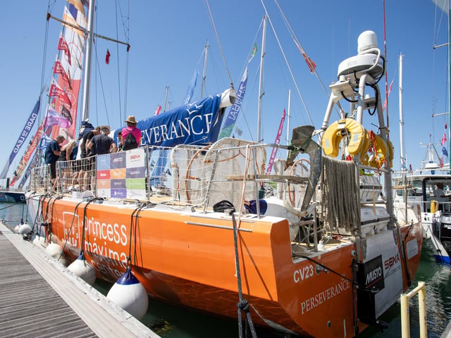 Pictured - Visitors onboard Perseverance which came 2nd in the racePhotos by Alex Shute