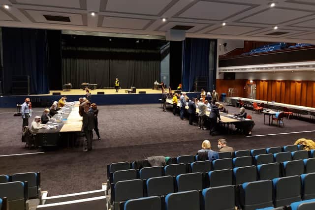 The count at the Guildhall - usually all 14 wards would be counted at once - today it was only three