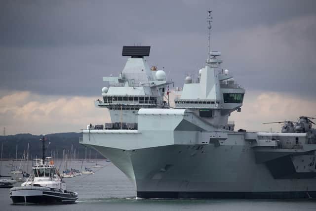 The Royal Navy aircraft carrier HMS Queen Elizabeth is due to return to Portsmouth following several days of sea trials. Picture: Andrew Matthews/PA Wire