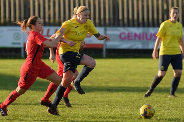Katie Shorter netted twice as Moneyfields beat higher division Southampton Women in the Hampshire Cup. Picture: Keith Woodland