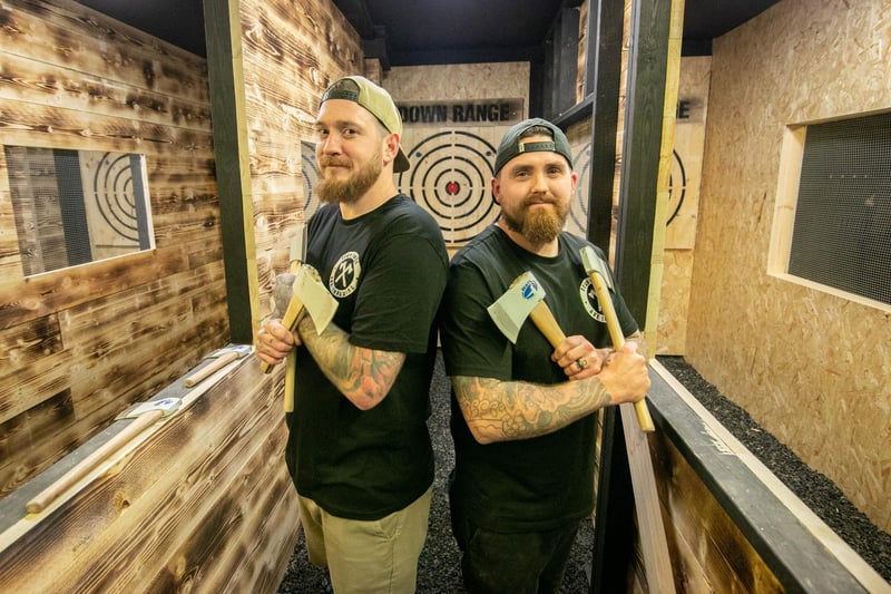 New axe throwing venue,
Down Range Axe Throwing at Gosport has opened on Thursday 16th November 2023.
Pictured: Ben Davis and Colin Smith
Picture: Habibur Rahman