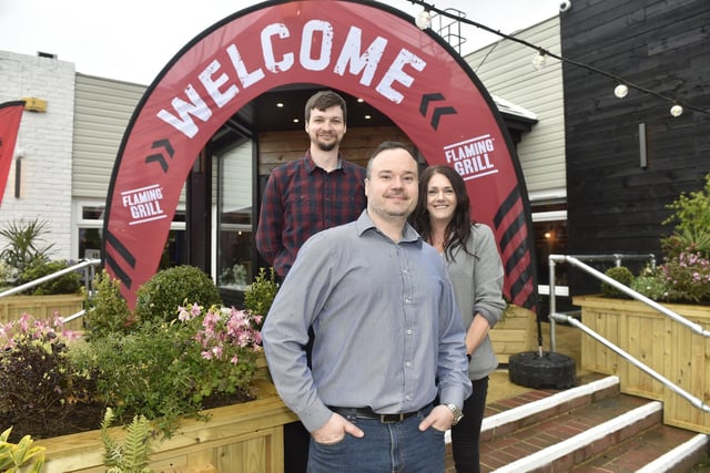 The Cocked Hat in Privett Road, Gosport, has reopened after a refurbishment.

Pictured is: (front) Jamie Skeen, general managers with assistant managers Martin Hadley and Claire Hutchinson. 

Picture: Sarah Standing (220424-900)
