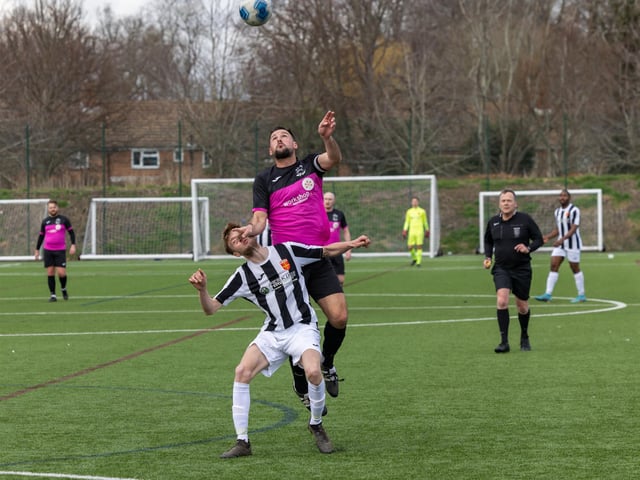 Harvest (pink) v Hayling (black & white). Picture: Mike Cooter