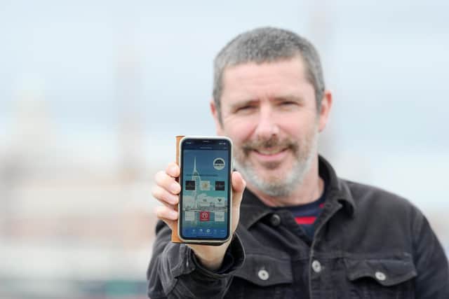 Peter Hopkinson, owner of About My Area has launched an app called Island City Living.Picture: Sarah Standing (250321-2673)