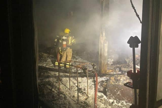 Firefighters battled a ferocious farm blaze in Pylands Lane, Bursledon, last night. Picture: Hampshire and Isle of Wight Fire and Rescue Service.