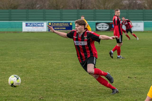 Connor Messenbird was sent off for the second time in four matches as Fareham thrashed Shaftesbury 5-1. Pic: Vernon Nash.