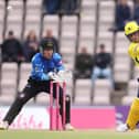 Ben McDermott smashed nine sixes at Radlett last night as Hampshire climbed off the bottom of their T20 Blast group with victory over Middlesex. Photo by Warren Little/Getty Images