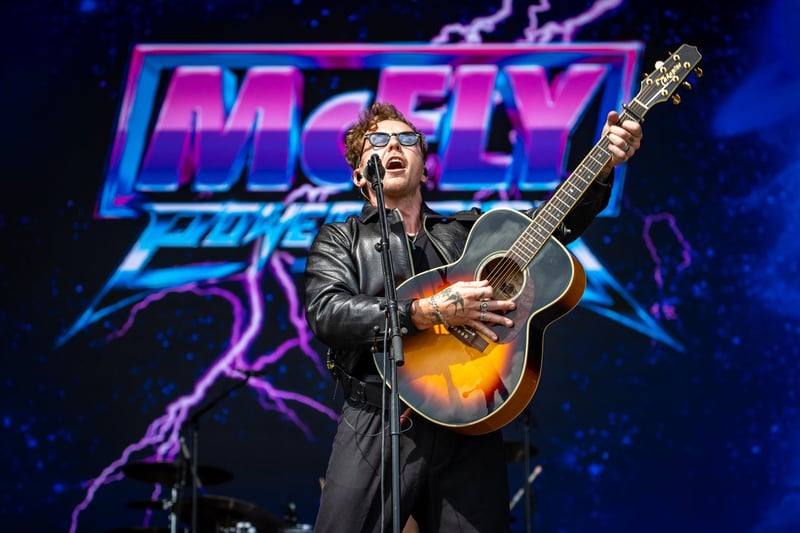 McFly were the surprise artist to perform on the Castle Stage on Saturday afternoon to a packed crowd.
Pictured - McFly
Photos by Alex Shute