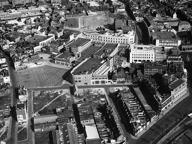The city centre in the early 1960s with Charlotte Street on the left.
