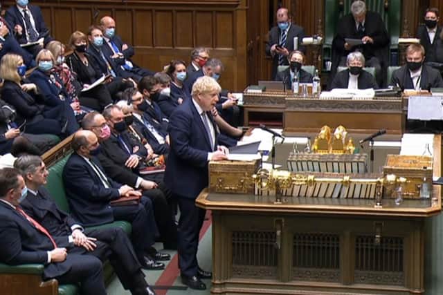 Prime Minister Boris Johnson has announced sanctions against Russia. Mr Johnson pictured on January 25, 2022. Picture: House of Commons/PA Wire