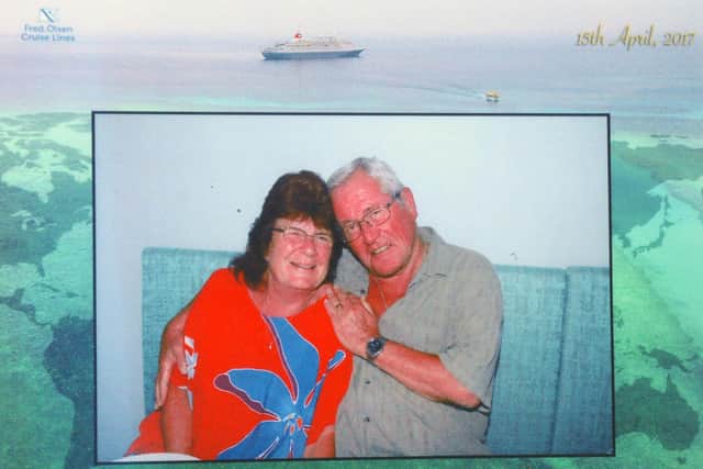 Joan and Arthur Brameld on their around the world cruise in 2017.