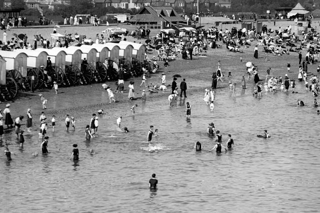 Holidaymakers in the sea at Southsea  (Photo by Edgar Ward/General Photographic Agency/Getty Images)