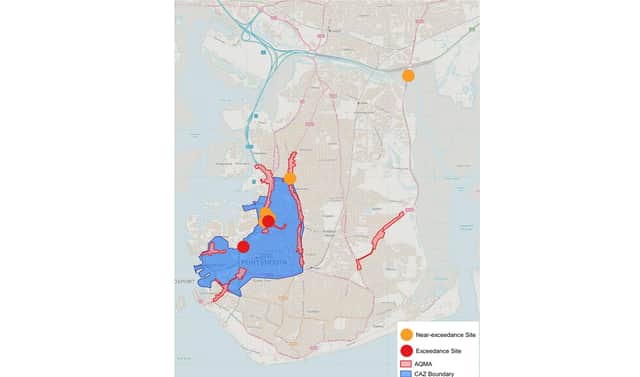 The area of Portsmouth that was previously set to be a chargeable clean air zone before the removal of two roads. Picture: Portsmouth City Council