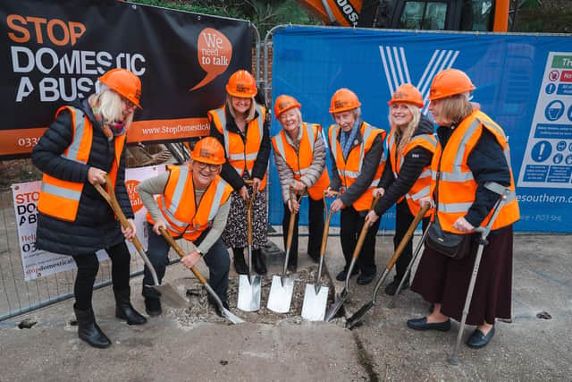 Stop Domestic Abuse Board of Trustees break-ground for a new Havant-based refuge.